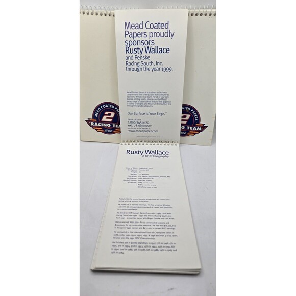 Rusty Wallace Mead Stats and Note Pad 1 Each - Picture 2 of 7